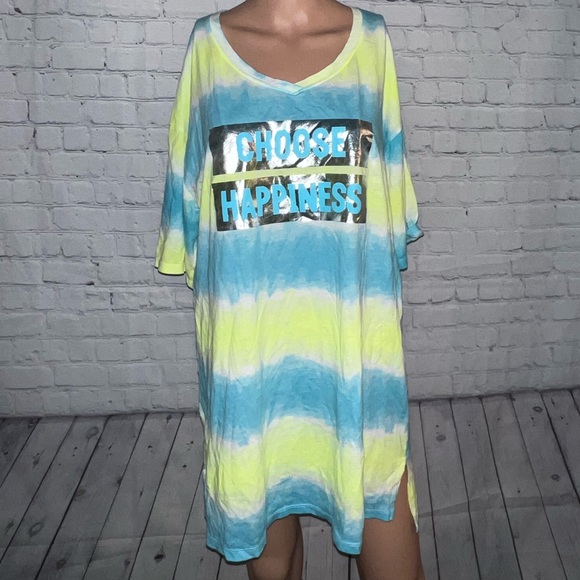 Secret Treasures Tops - Secret Treasures Choose Happiness Yellow & Blue shirt size S-M